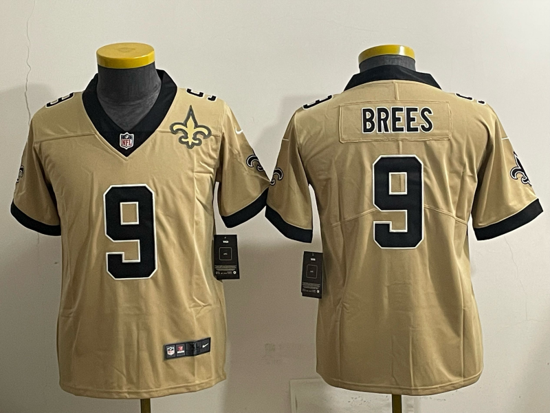 Youth 2025 New Orleans Saints #9 Bress golden Limited NFL Jersey style 09